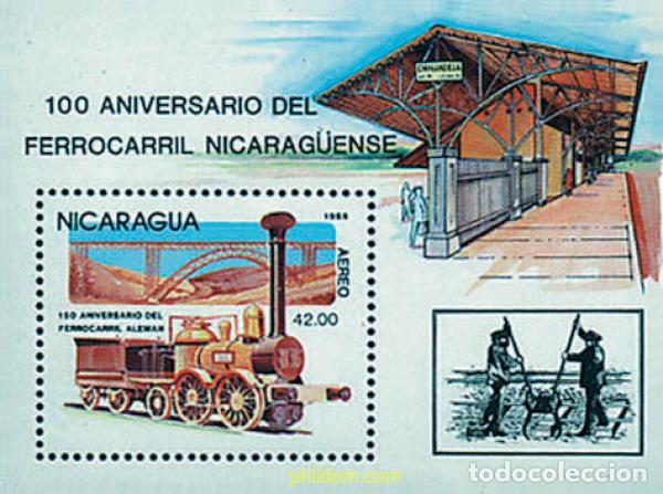 Sellos: 56344 MNH NICARAGUA 1985 150 ANIVERSARIO DEL FERROCARRIL