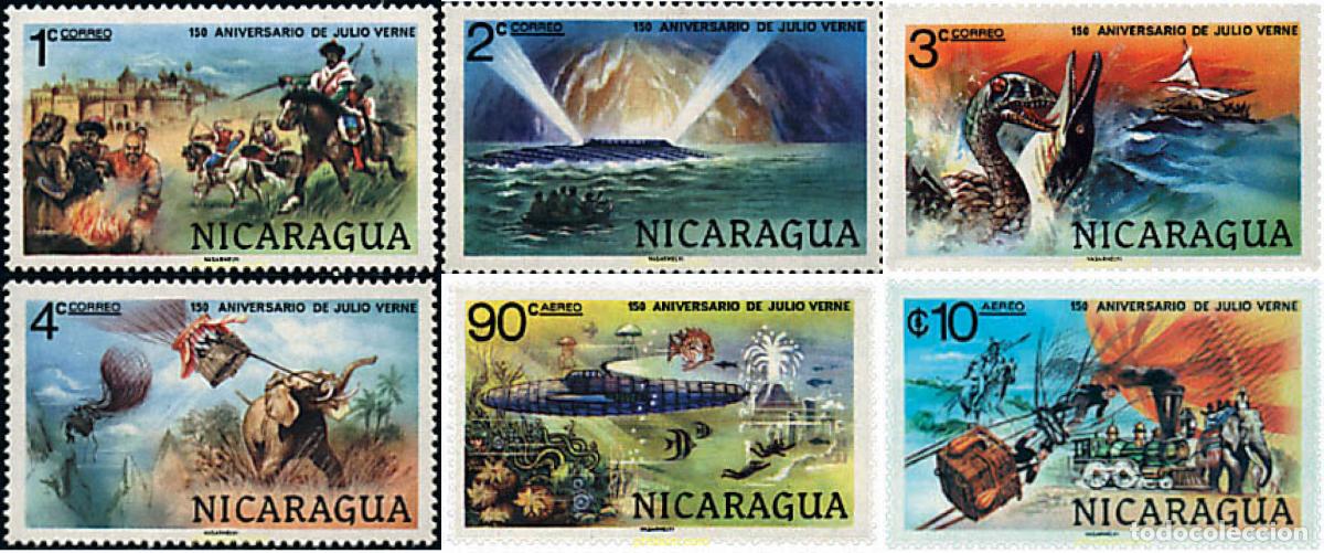 Sellos: 60404 MNH NICARAGUA 1978 150 ANIVERSARIO DEL NACIMIENTO DE JULIO VERNE