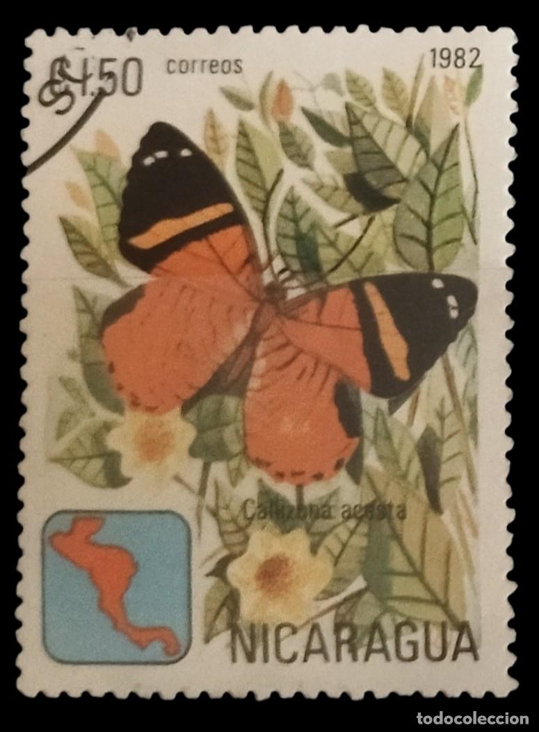 Sellos: NICARAGUA 1982 Mariposas. USADO.
