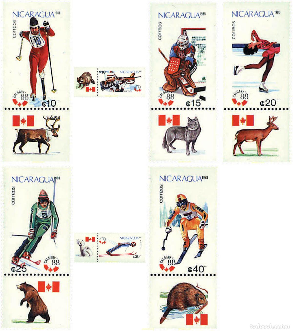 Sellos: 71411 MNH NICARAGUA 1988 15 JUEGOS OLIMPICOS INVIERNO CALGARY 1988