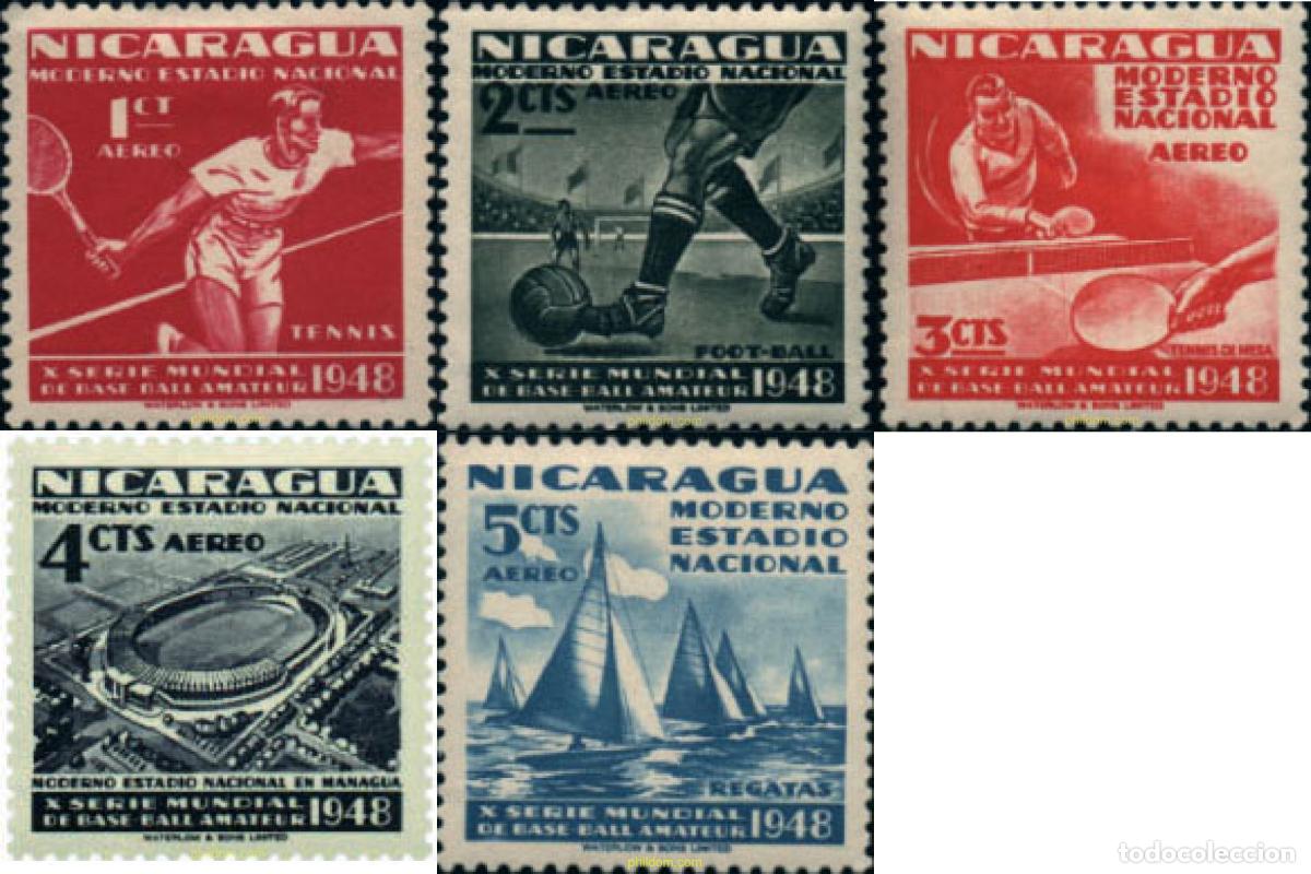 Sellos: 576577 MNH NICARAGUA 1949 10 CAMPEONATO DE BEISBOL AMATEUR