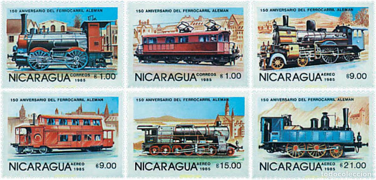 Sellos: 56340 MNH NICARAGUA 1985 150 ANIVERSARIO DEL FERROCARRIL