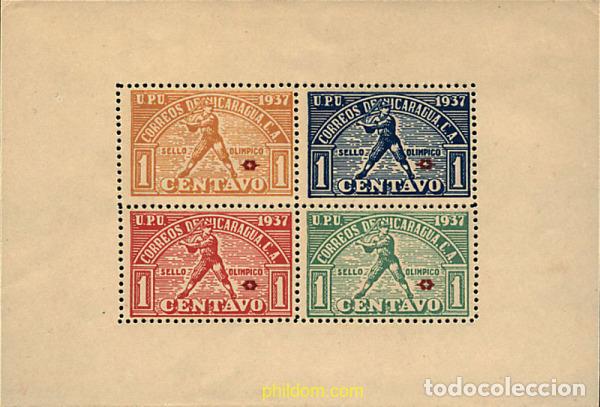 Stamps: 48608 MNH NICARAGUA 1937 PARTICIPACION NICARAGUENSE EN LOS JUEGOS OLIMPICOS CENTROAMERICANOS