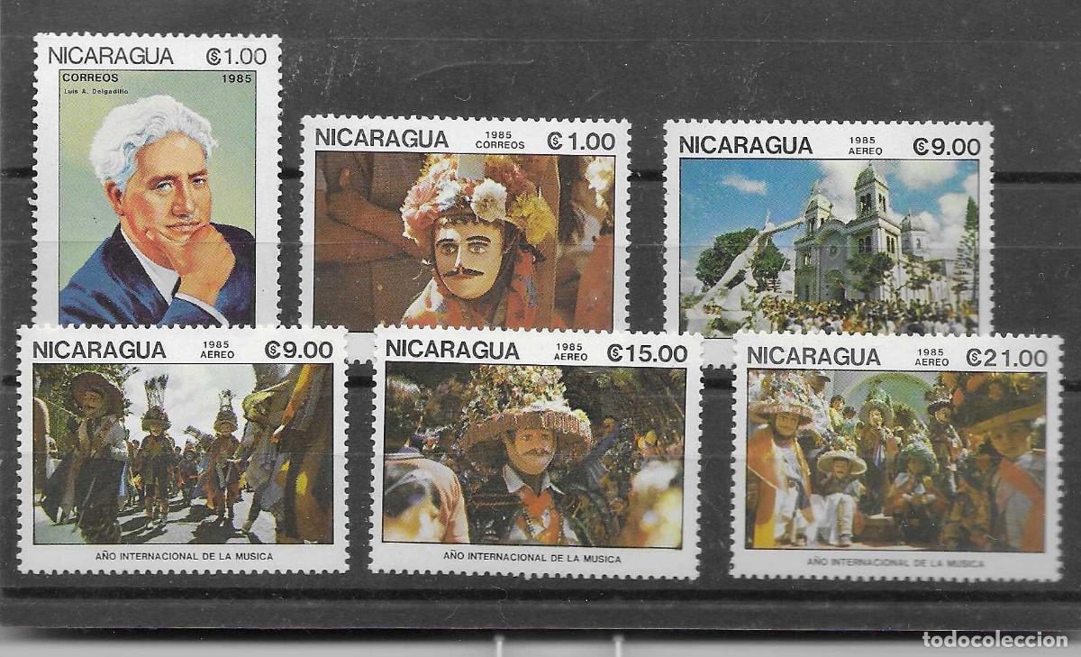 Sellos: Series completas (terrestre y a&eacute;rea) nuevas de Nicaragua de 1985. M&uacute;sica
