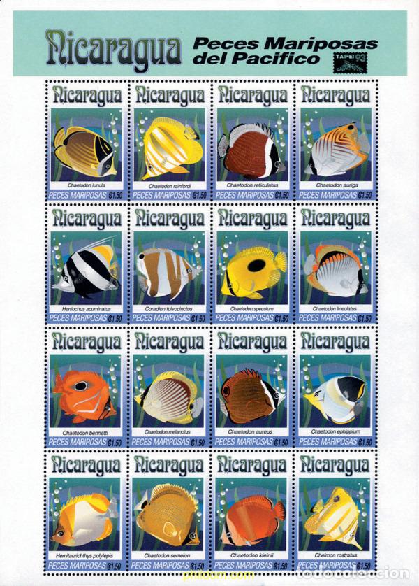 Sellos: 152356 MNH NICARAGUA 1993 PECES MARIPOSA