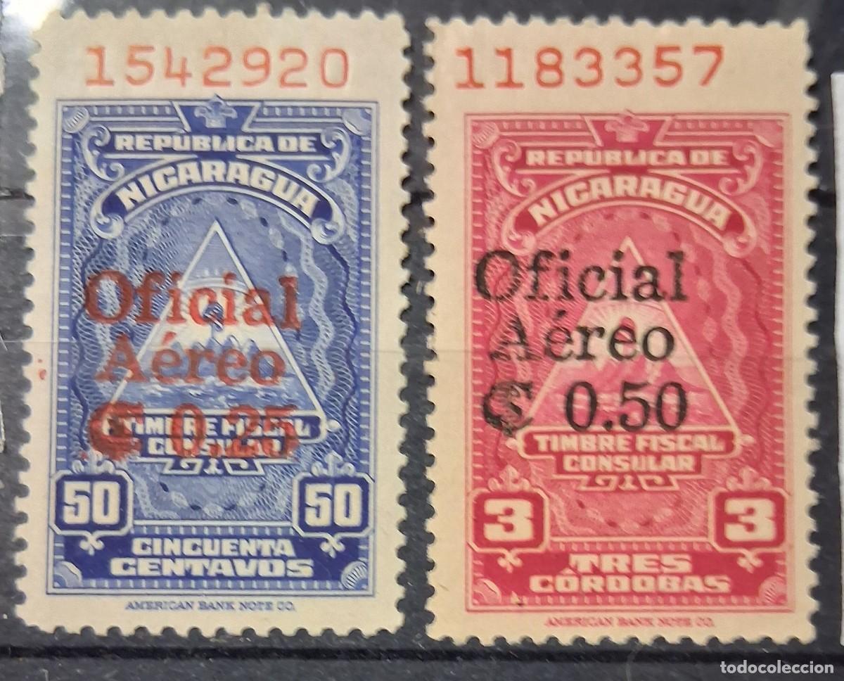 Sellos: NICARAGUA, CORREO A&Eacute;REO OFICIAL.