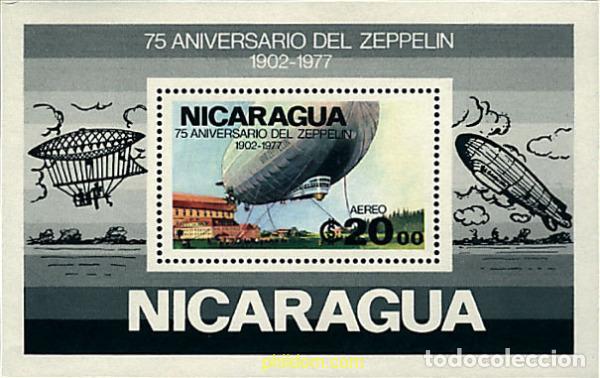 Sellos: 47083 MNH NICARAGUA 1977 75 ANIVERSARIO DEL ZEPPELIN