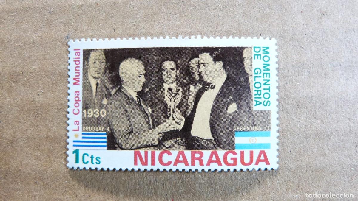 Sellos: Sello Nicaragua Copa Mundial de Futbol 1930 Uruguay vs Argentina Momentos de Gloria