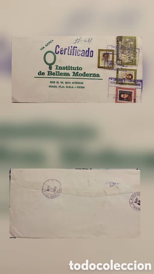 Sellos: CA)Nicaragua + 1970s + Beauty & Airmail + Certified envelope from Instituto de Belleza Moderna to Mi