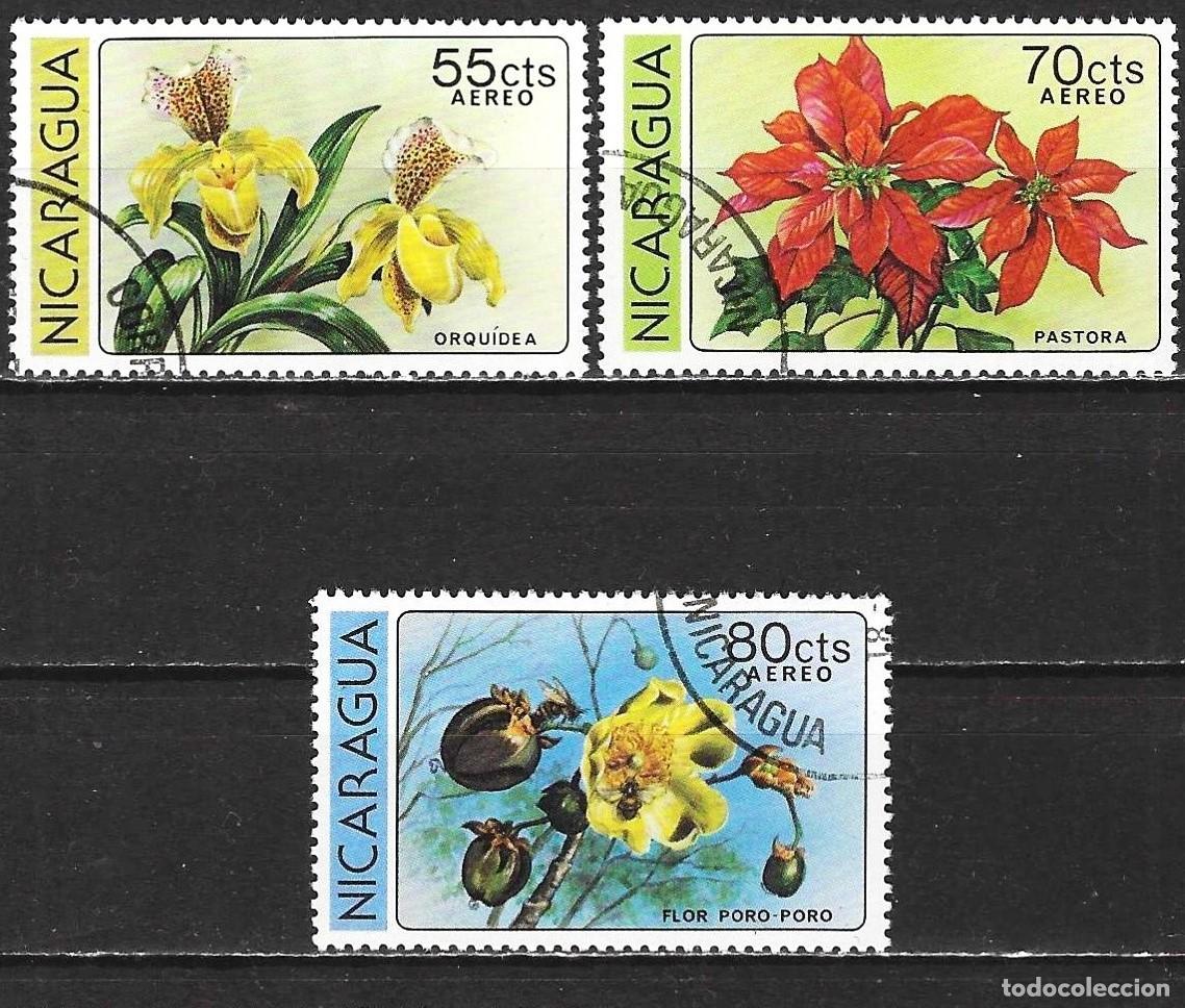 Sellos: Nicaragua 1979 - Mi 2075 A 2077 - YT A 928 a A 930 - Flores ( A&eacute;reo )