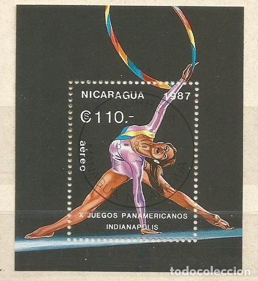 Sellos: NICARAGUA - JUEGOS PANAMERICANOS - INDIANAPOLIS - BLOQUE PEQU&Ntilde;O - MATASELLADO