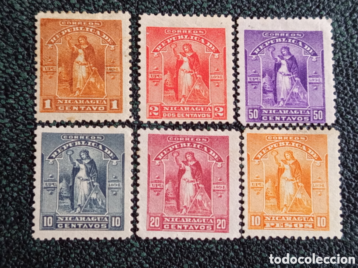 Sellos: Lote 6 Sellos Nicaragua 1894 Alegor&iacute;a Victoria (Catalogaci&oacute;n Scott #61/70)