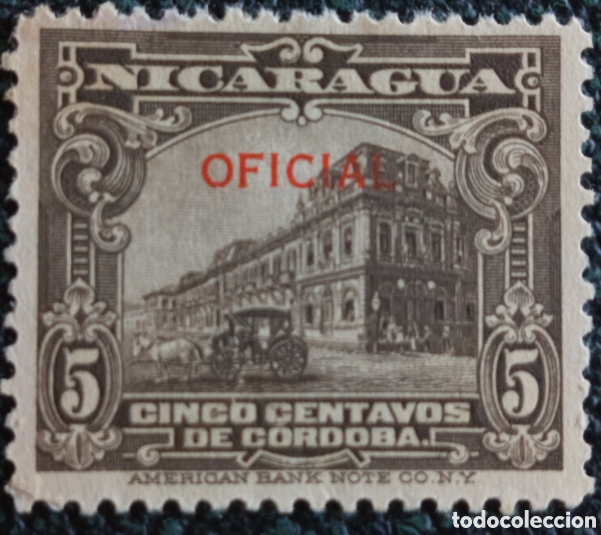 Selos: Sello Nicaragua 1914 Palacio Nacional Oficial 5c (Catalogaci&oacute;n Scott #O66) mh