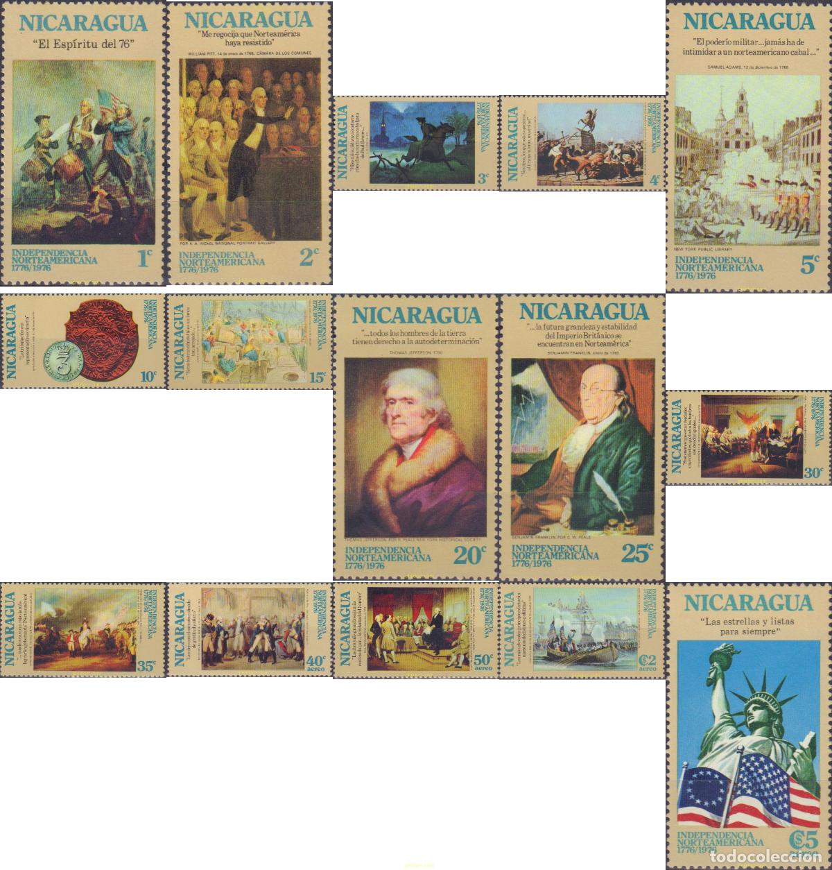 Sellos: 592811 MNH NICARAGUA 1975 200 ANIVERSARIO DE LA INDEPENDENCIA DE ESTADOS UNIDOS