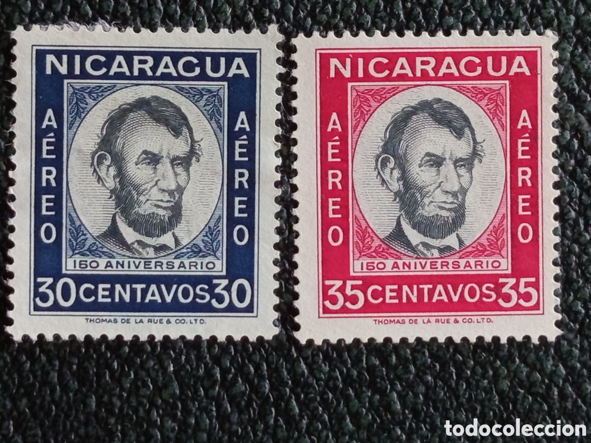 Sellos: Nicaragua 1959 150 Aniversario Abraham Lincoln A&eacute;reo 30c y 35c - Mi #1272-1273 MNH