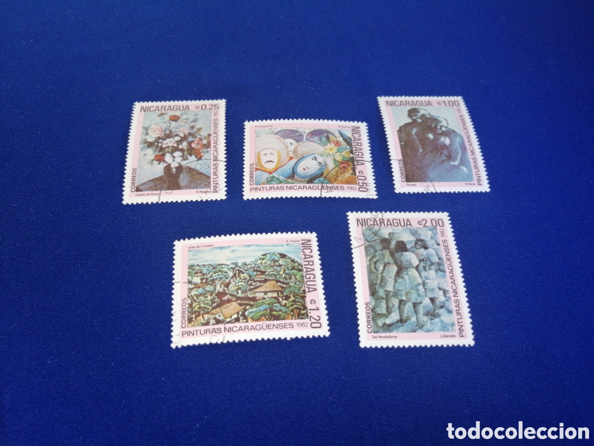 Timbres: NICARAGUA LOTE PINTURA SELLOS USADOS MATASELLADOS