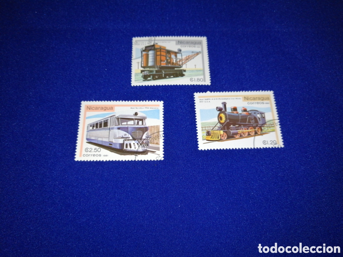 Stamps: NICARAGUA LOTE TRENES FERROCARRIL SELLOS USADOS MATASELLADOS