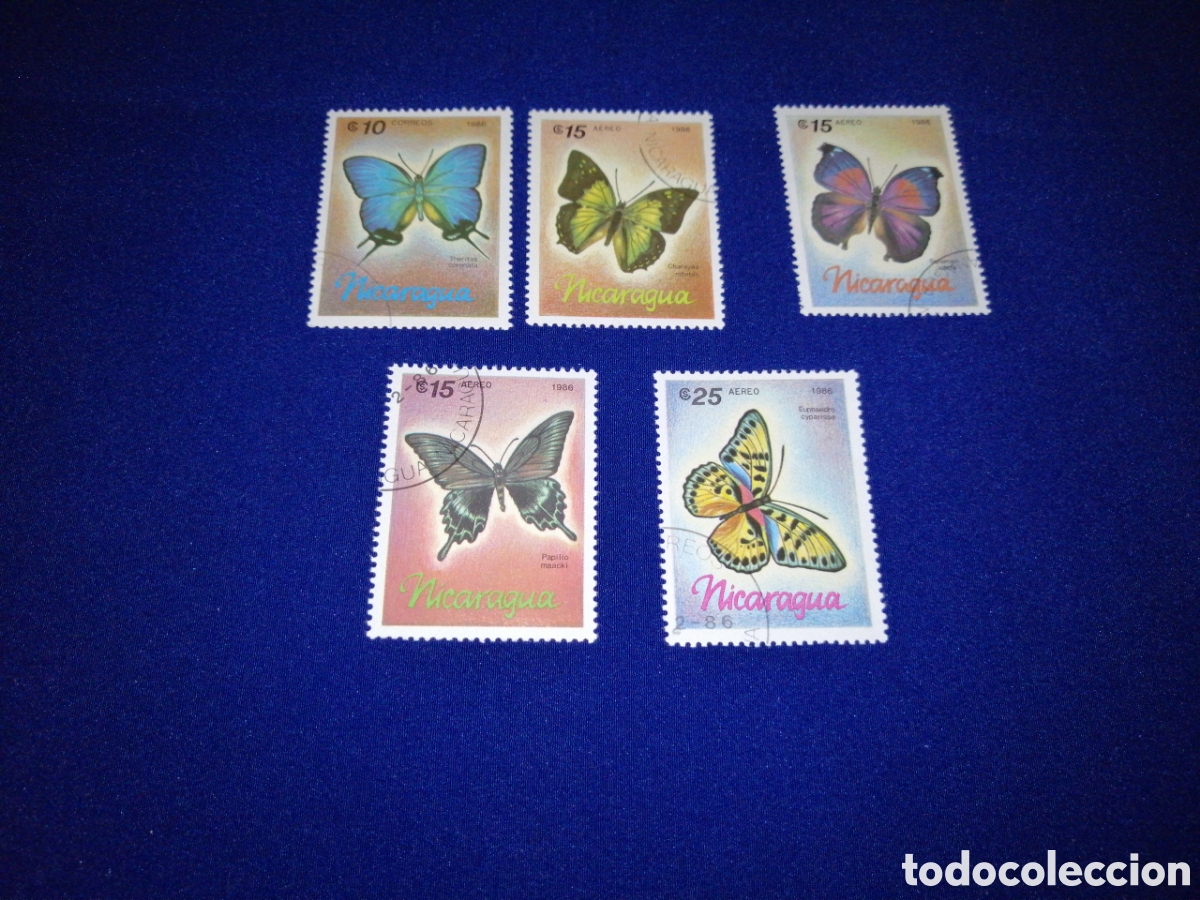 Selos: NICARAGUA LOTE MARIPOSAS SELLOS USADOS MATASELLADOS