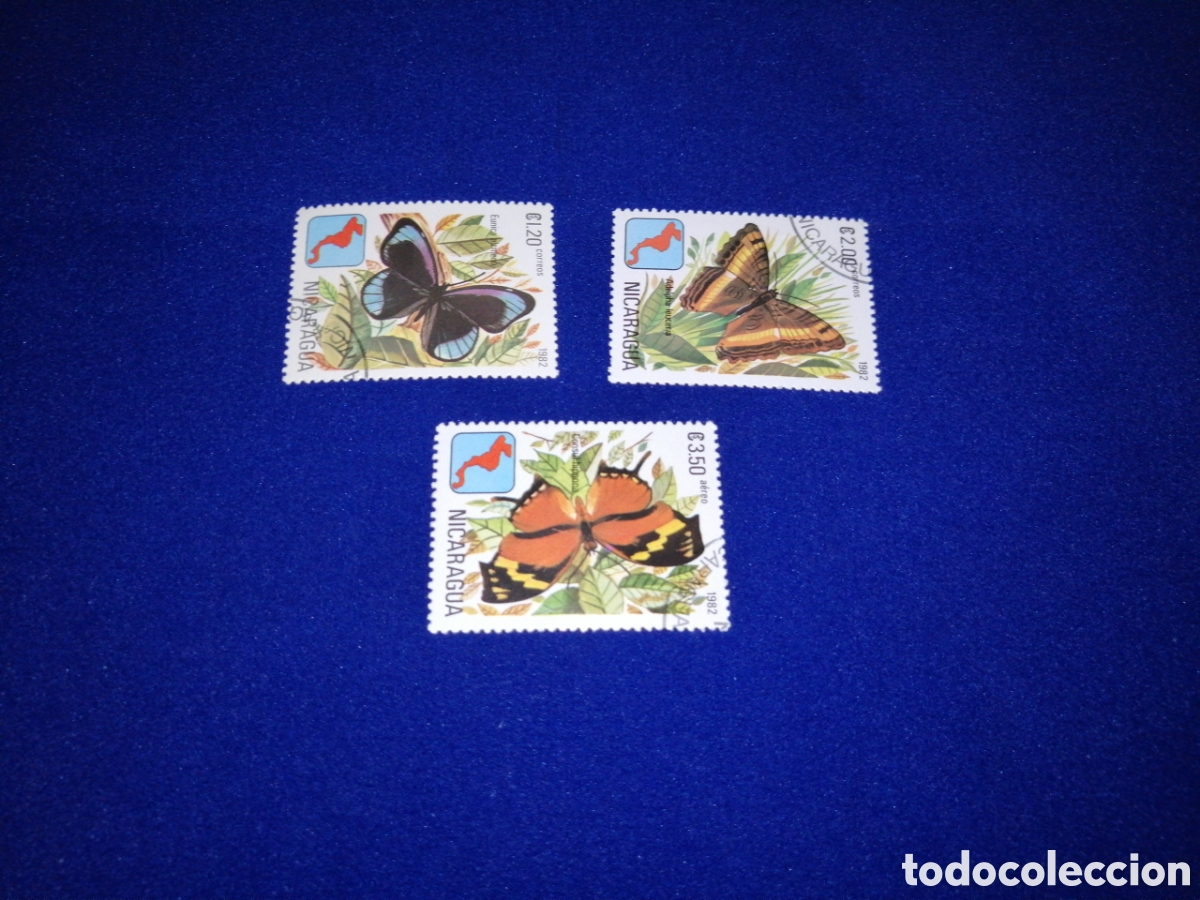 Selos: NICARAGUA LOTE MARIPOSAS SELLOS USADOS MATASELLADOS