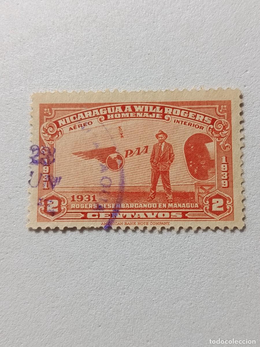 Sellos: Sellos Nicaragua 1939 Homenaje al humorista actor Will Rogers, 1.879 - 1.935. A&eacute;reo nacional.