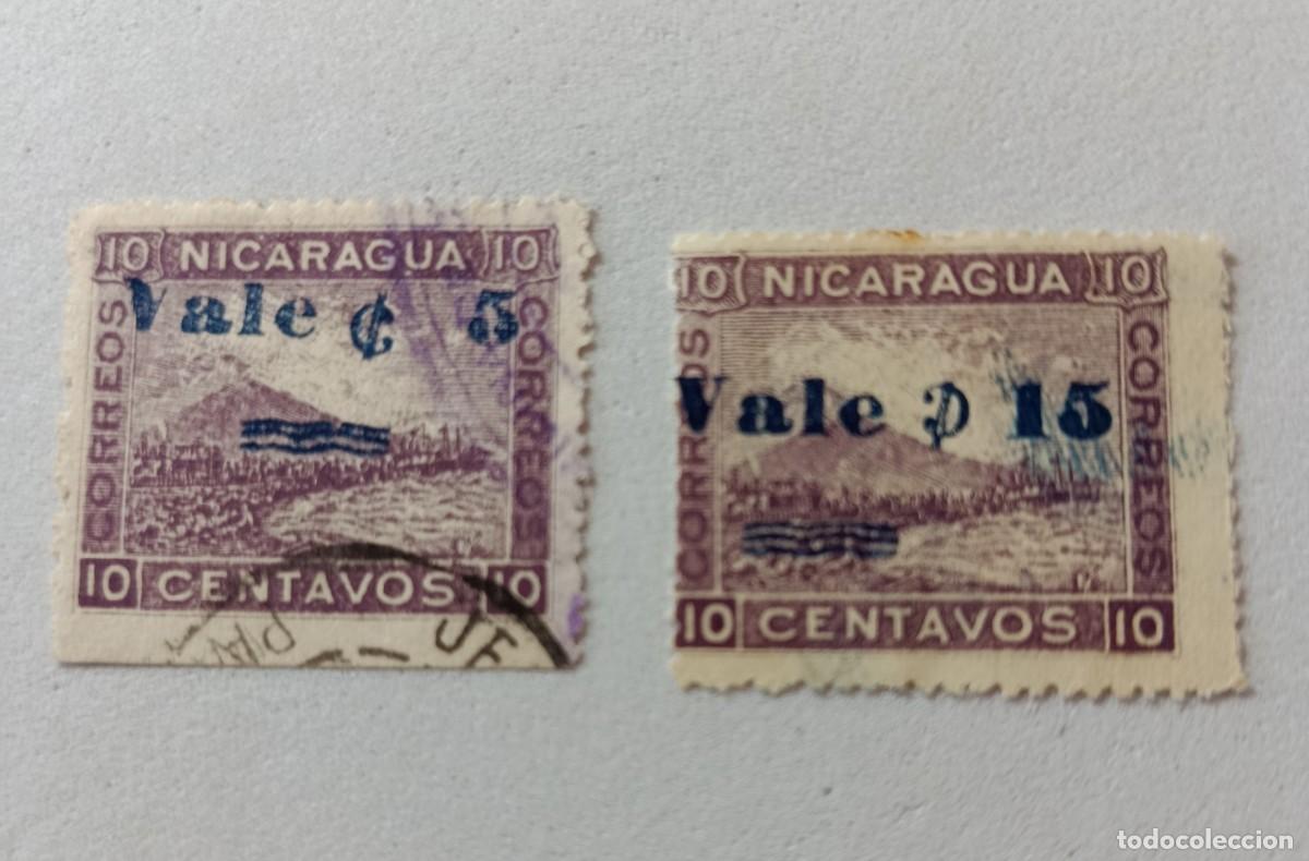 Sellos: Sellos Nicaragua 1904 Sellos de 1.900 sobrecargados en azul o negro.