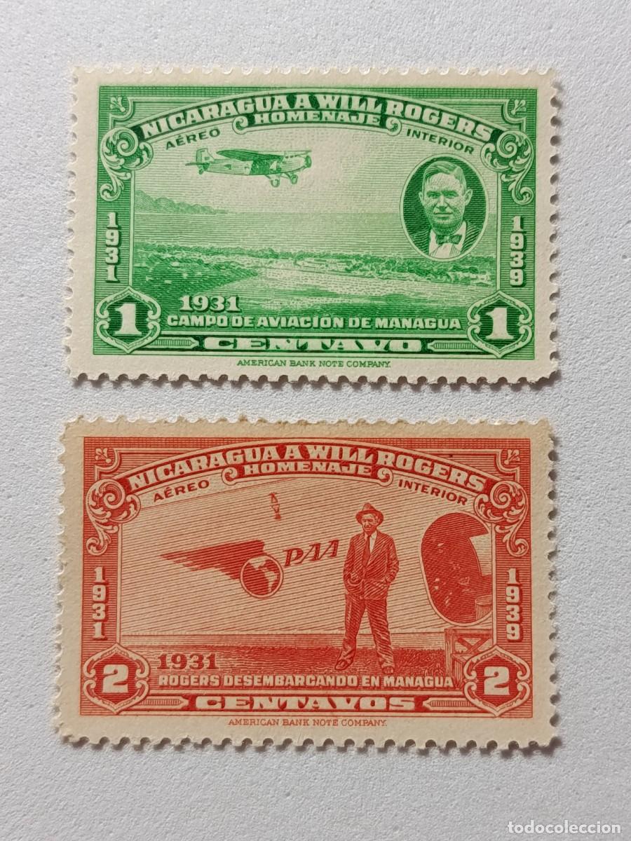 Sellos: Sellos Nicaragua 1939 Homenaje al humorista actor Will Rogers, 1.879 - 1.935. A&eacute;reo nacional.
