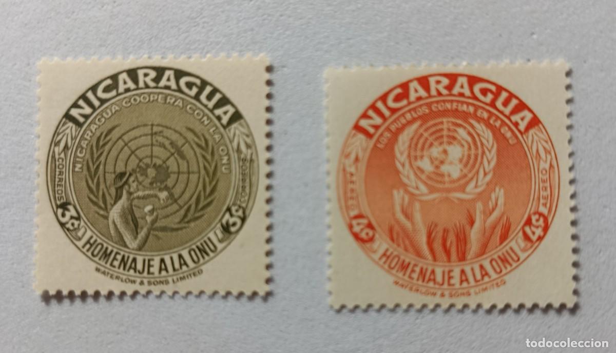 Sellos: Sellos Nicaragua 1954 IX Aniversario de las Naciones Unidas y a&eacute;reos.