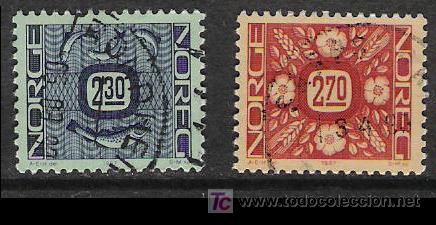 Sellos: Noruega 1987. B&aacute;sicos, Ornamentos, Salm&oacute;n  y flores - Foto 1