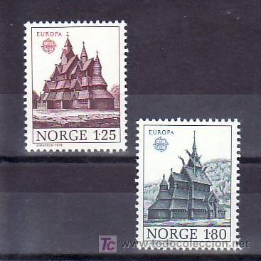 NORUEGA 725/6 SIN CHARNELA, TEMA EUROPA 1978, MONUMENTOS, IGLESIAS EN MADERA, (Sellos - Extranjero - Europa - Noruega)