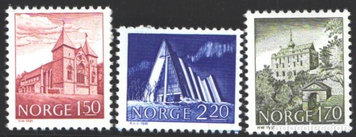 Sellos: NORUEGA, 1981 YVERT N&ordm; 787 / 789 /**/, Edificios - Foto 1