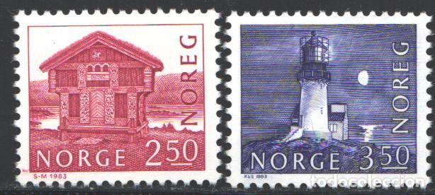 Sellos: NORUEGA, 1983 YVERT N&ordm; 832 / 833 /**/, Edificios. - Foto 1