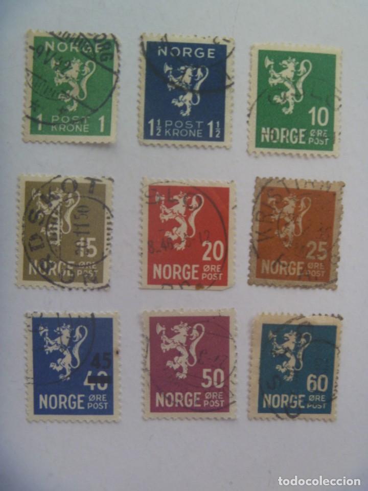 Sellos: LOTE DE 9 SELLOS ANTIGUOS DE NORUEGA , BASICOS - Foto 1