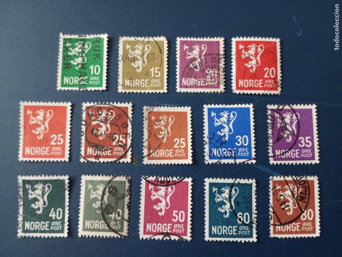 Sellos: NORUEGA, 1926/34, LE&Oacute;N HER&Aacute;LDICO - Foto 1