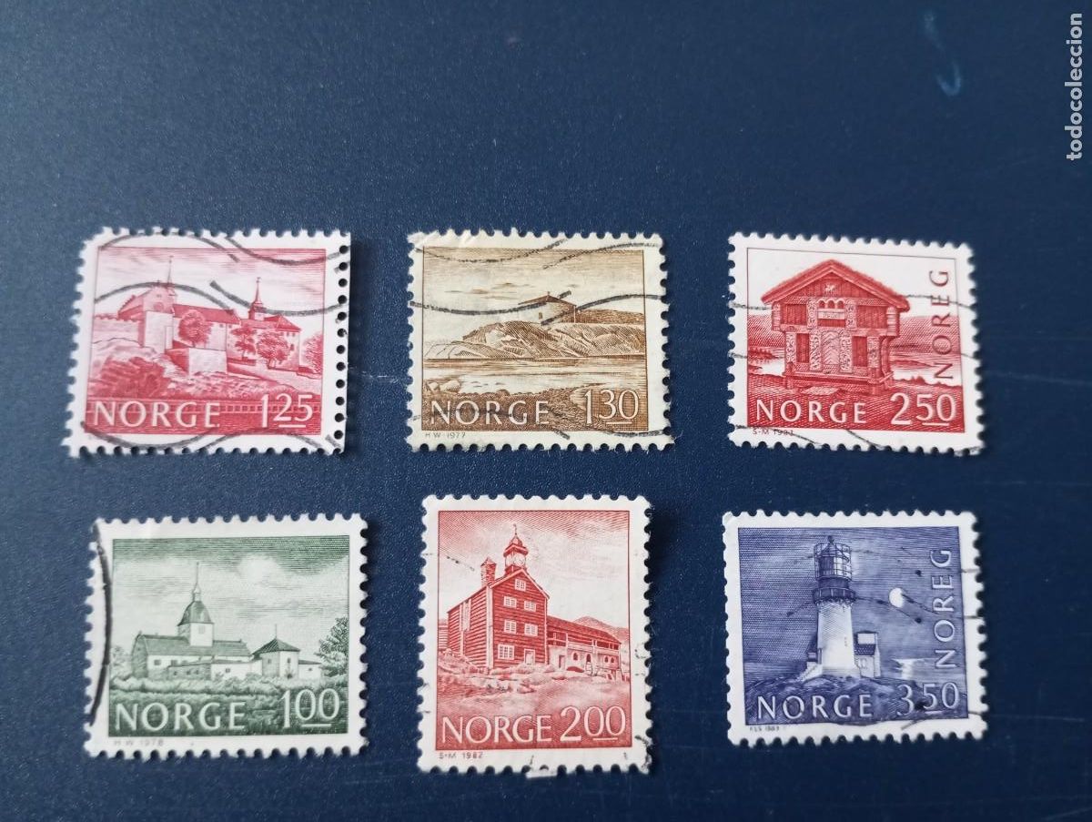 Sellos: NORUEGA, 1977, EDIFICIOS - Foto 1