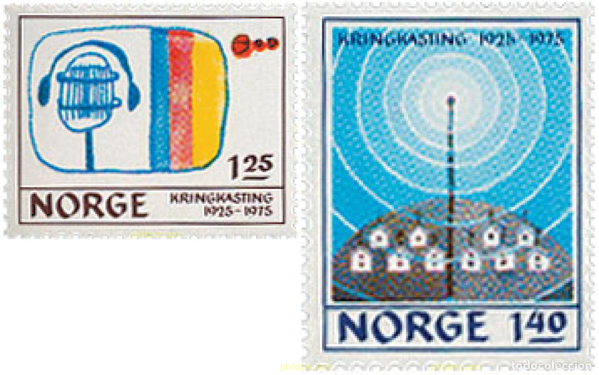 Sellos: 102142 MNH NORUEGA 1975 50 ANIVERSARIO DE LA RADIO