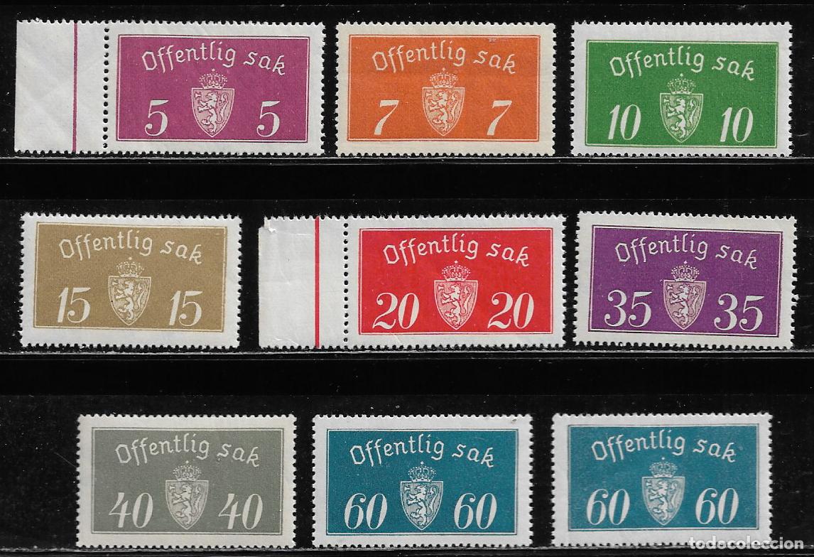 Sellos: NORUEGA 1934/37, SERIE SERVICIO OFICIAL 7/21/T28. MNH.