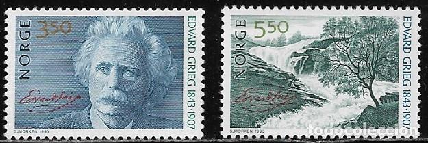 Sellos: NORUEGA 1993, Ivert 1082/83 - PERSONAJE - EDVARD GRIEG. MNH.