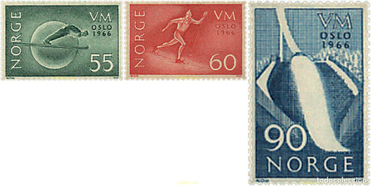 Sellos: 271075 MNH NORUEGA 1966 CAMPEONATOS DEL MUNDO DE ESQUI EN HOLMENKOLLEN