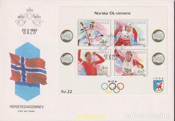 Sellos: 384742 MNH NORUEGA 1993 17 JUEGOS OLIMPICOS INVIERNO LILLEHAMMER 1994