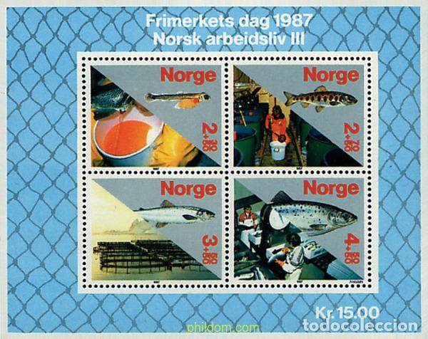 Sellos: 68406 MNH NORUEGA 1987 DIA DEL SELLO. LA PISCICULTURA