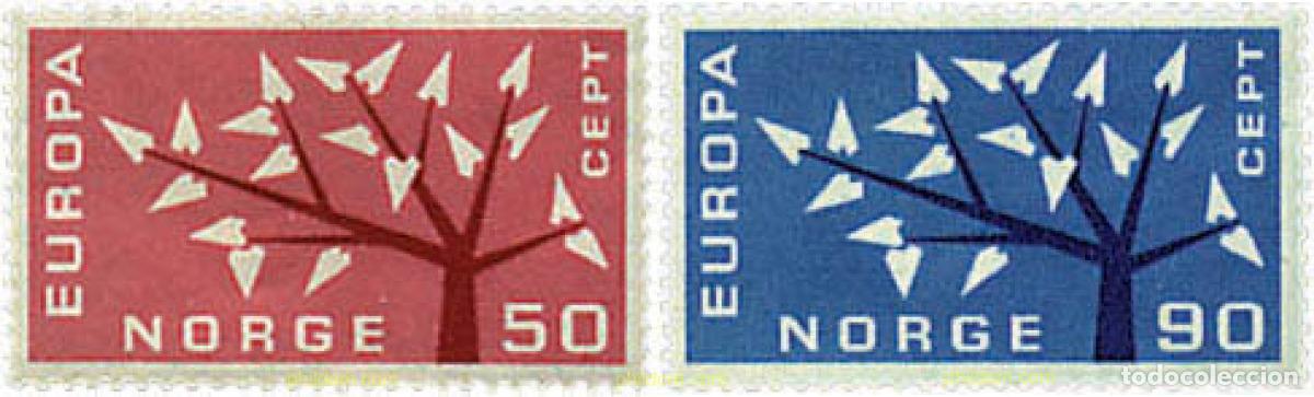 Sellos: 62073 MNH NORUEGA 1962 EUROPA CEPT. ARBOL CON 19 HOJAS