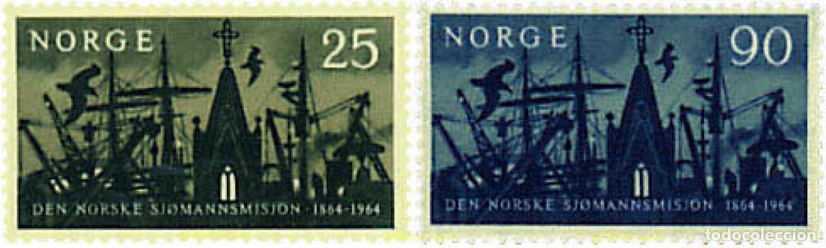 Sellos: 68366 MNH NORUEGA 1964 CENTENARIO DE LA MISION MARINA