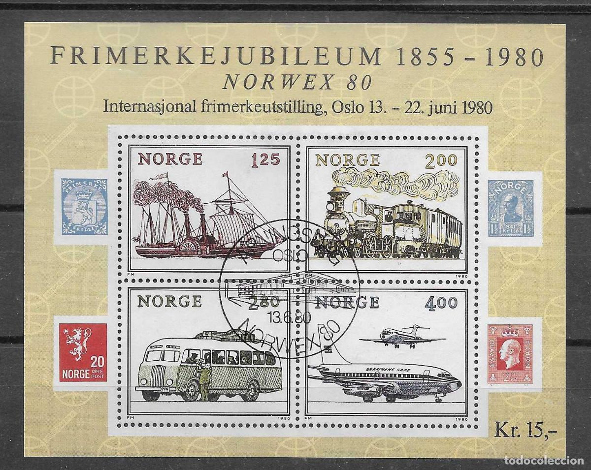 Sellos: Hoja bloque usada de Noruega de 1980