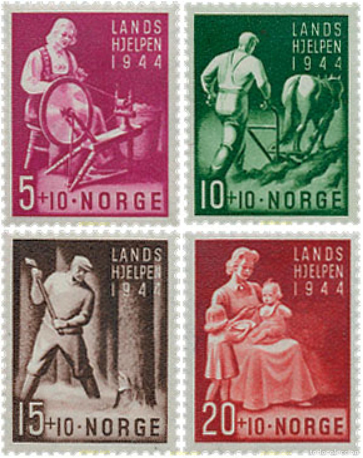 Sellos: 672745 HINGED NORUEGA 1944 EMISION EN PRO DE PERIODO INVERNAL