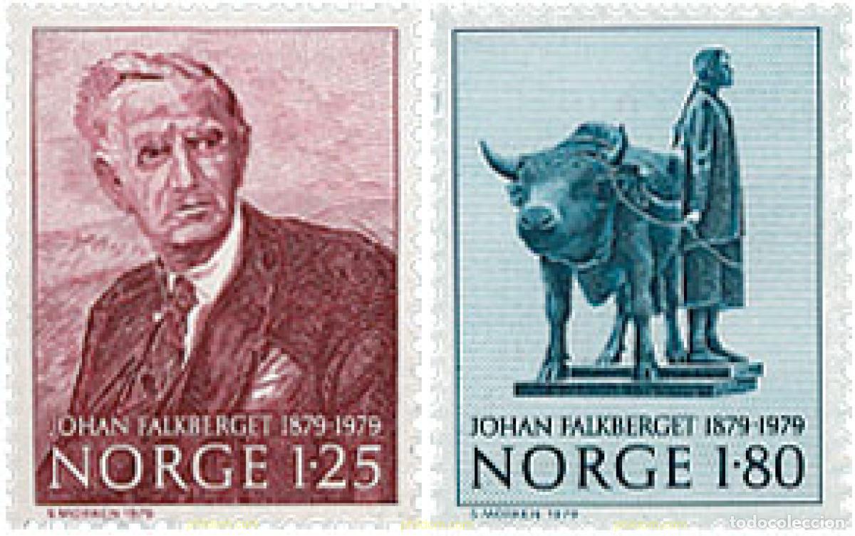 Sellos: 68386 MNH NORUEGA 1979 CENTENARIO DEL ESCRITOR JOHAN FALKBERGET