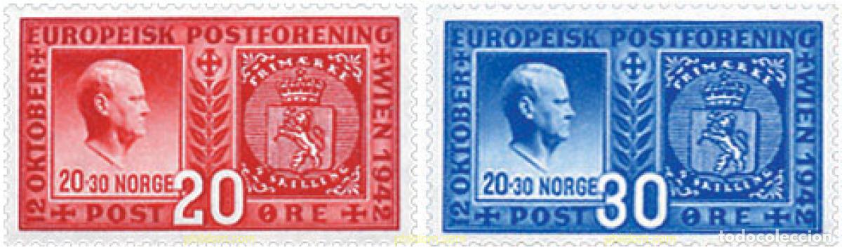 Sellos: 37096 MNH NORUEGA 1943 CONGRESO POSTAL EUROPEO EN VIENA