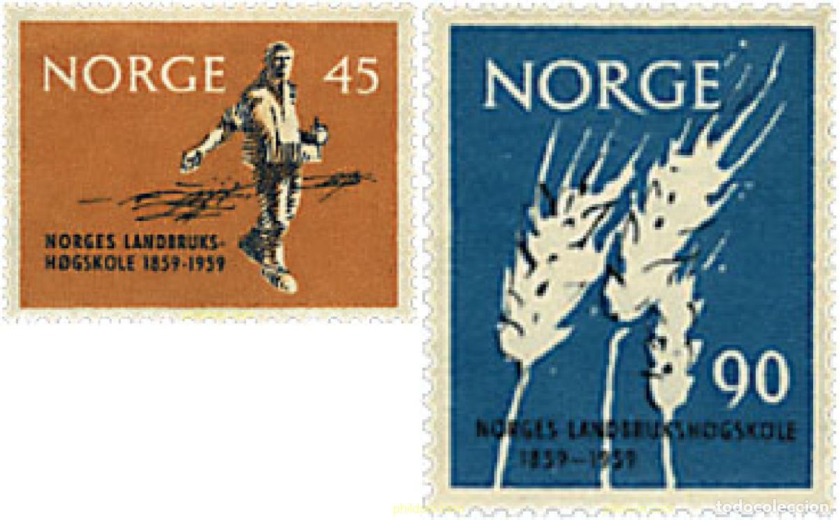 Sellos: 672769 HINGED NORUEGA 1959 CENTENARIO DE LA ESCUELA REAL SUPERIOR DE AGRICULTURA