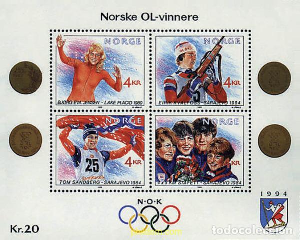 Sellos: 73634 MNH NORUEGA 1989 17 JUEGOS OLIMPICOS INVIERNO LILLEHAMMER 1994