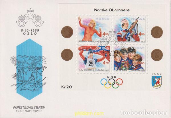 Sellos: 376805 MNH NORUEGA 1989 17 JUEGOS OLIMPICOS INVIERNO LILLEHAMMER 1994