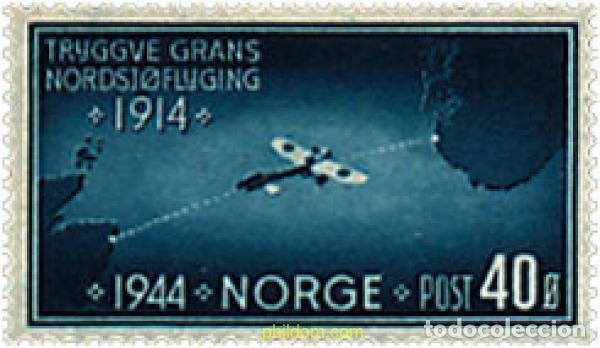 Sellos: 67947 MNH NORUEGA 1944 30 ANIVERSARIO DE LA TRAVESIA DEL MAR DEL NORTE POR TRYGGVE GRAN